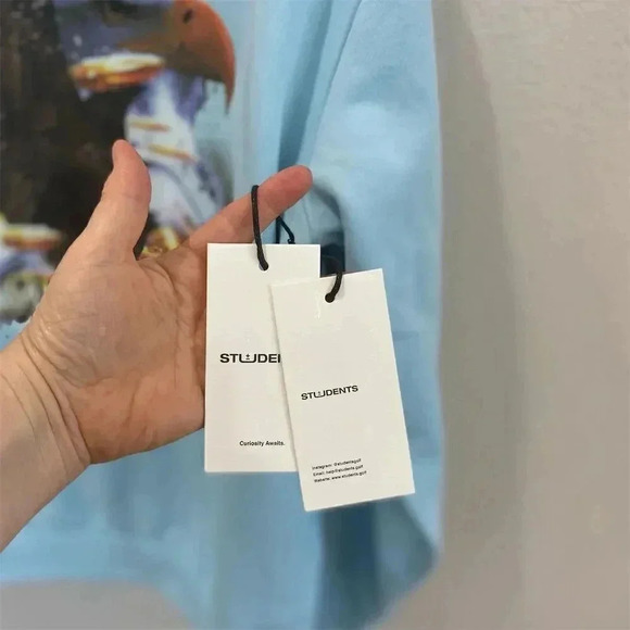 STUDENTS Eagle Graphic Crewneck Sweatshirt Unisex Light Blue oversized S - Picture 4 of 4